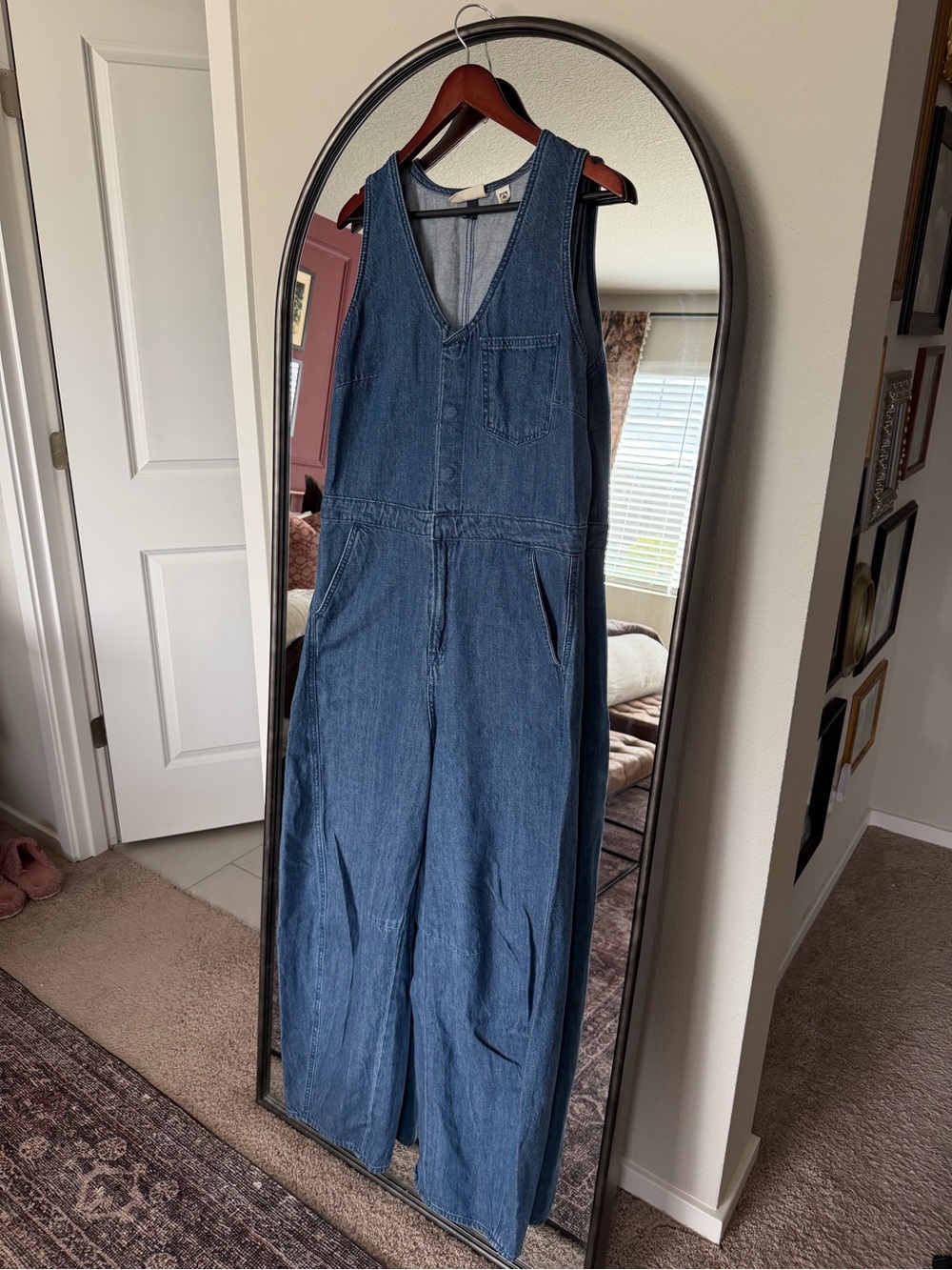 Universal Thread Denim Wide Leg Jumpsuit V-Neck Barrel Leg Overalls Target